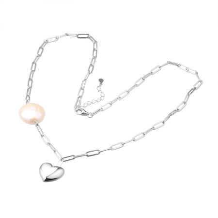 Колье из серебра с барочным жемчугом «Сердце»
