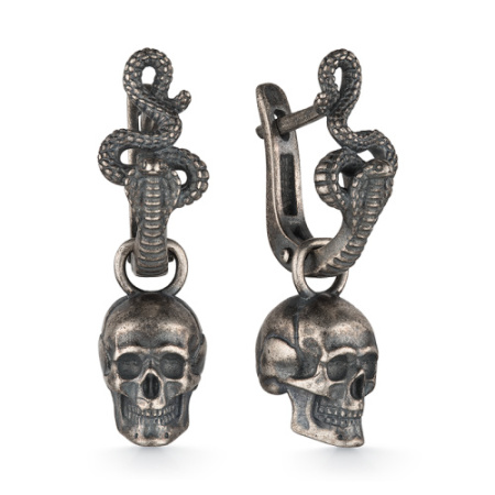 Серьги из серебра «Череп»