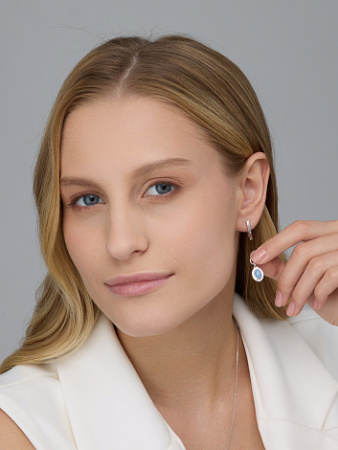 Серьги из серебра с аквамарином