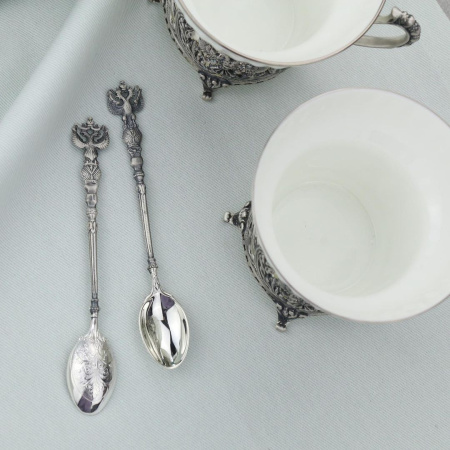 Набор чайная серебряная пара «Герб» с сахарницей