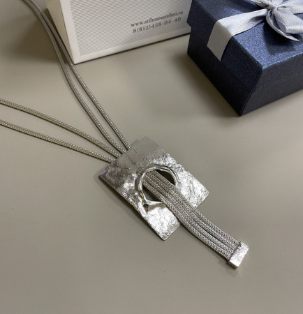 Колье из серебра (текстильное плетение)