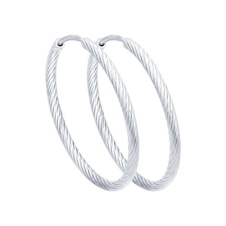 Серьги конго из серебра с алмазной гранью