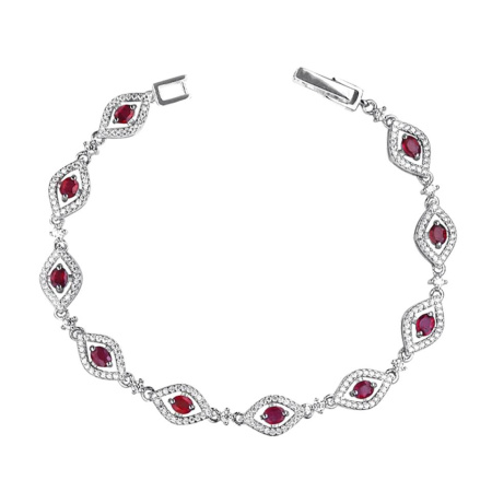 Браслет из серебра с рубинами и фианитами