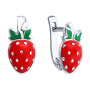 Серьги из серебра с эмалью «Клубника»