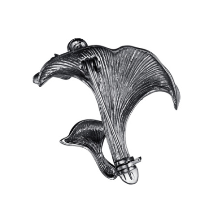 Серебряная брошь «Грибы Лисички - Сестрички»