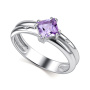 Кольцо из серебра с аметистом и бриллиантами
