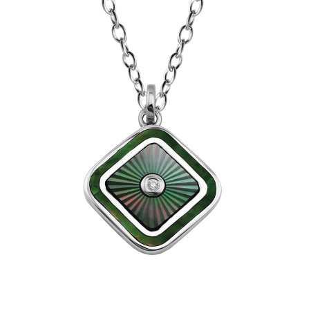 Подвес из серебра с перламутром и топазом «Ромб»