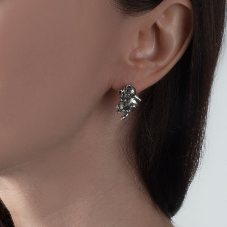 Серьги из серебра «Кот Пузан»