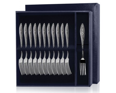 Серебряный набор «Морозко» 12 десертных вилок