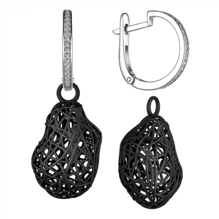 Серебряные серги с эмалью и фианитами