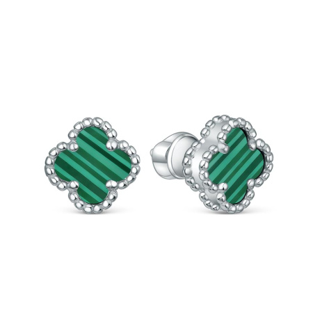 Серьги из серебра с малахитом