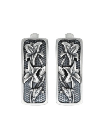 Серьги из серебра с чернением «Цветок»