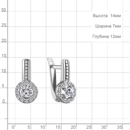 Серьги из серебра с фианитами