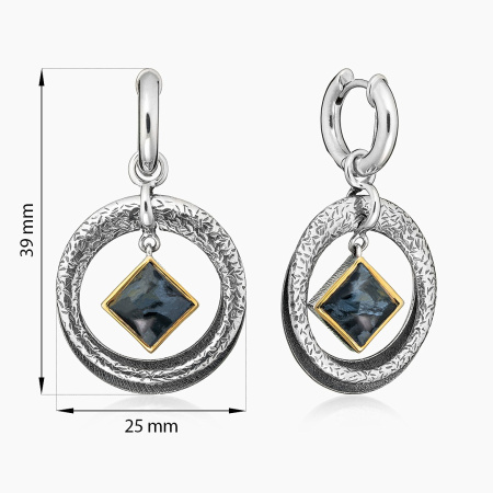 Серьги из серебра с камнем питерсит