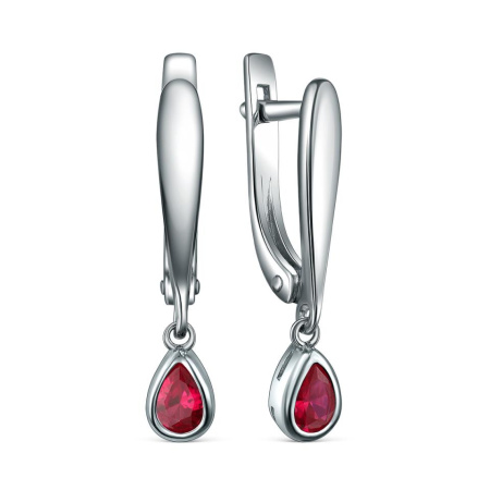 Серьги из серебра с рубином