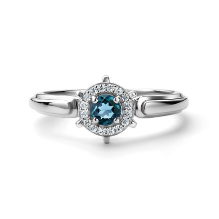 Кольцо из серебра с топазом и фианитами