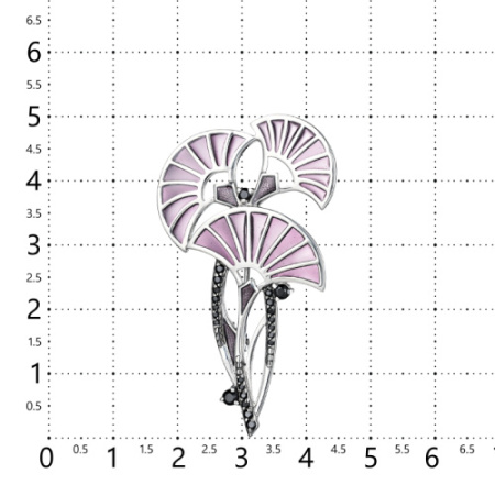 Серебряная брошь с фианитами и эмалью «Цветы»