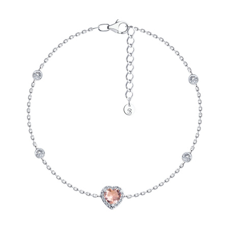 Браслет из серебра с ситаллом «Сердце»