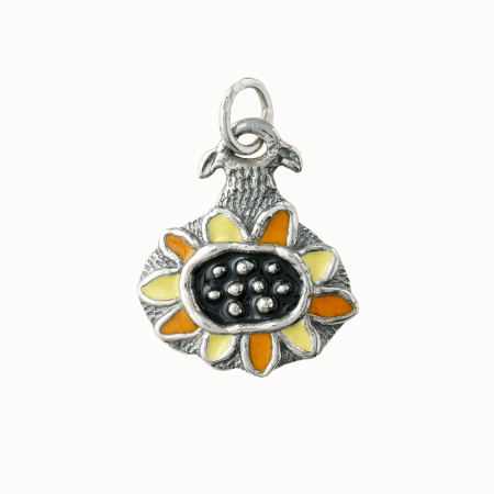 Серебряная подвеска с эмалью «Подсолнух»