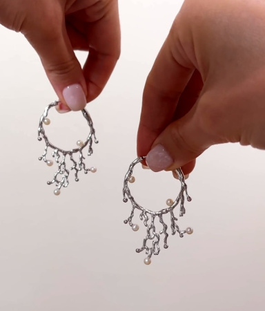 Серебряные серьги с жемчугом «Весна»