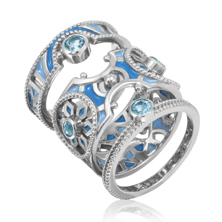 Серебряное кольцо «A la Rus» с эмалью и топазом