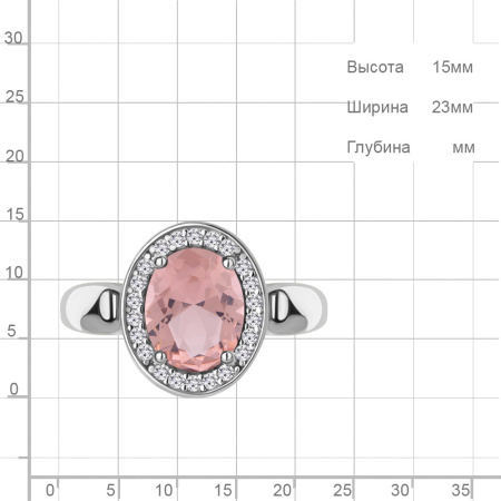 Кольцо из серебра с наноморганитом и фианитами