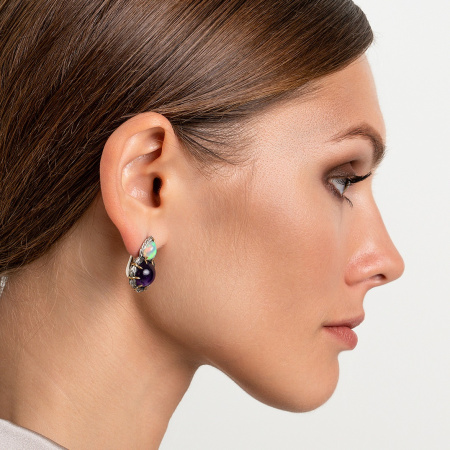 Серьги из серебра «Триада» с опалом и аметистом