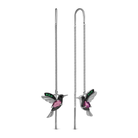 Серьги из серебра с кварцем и фианитами «Калибри»