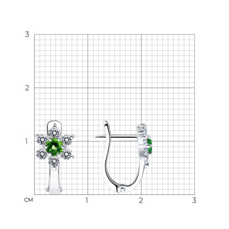 Серьги из серебра с кристаллами и фианитами