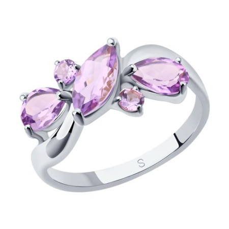 Кольцо из серебра с аметистами