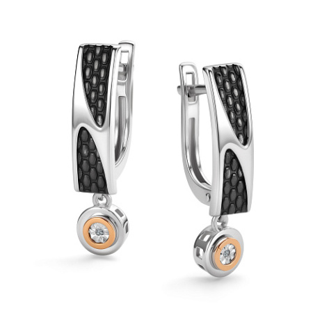 Серебряные серьги с бриллиантом