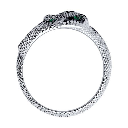 Кольцо из серебра с фианитами «Змея»
