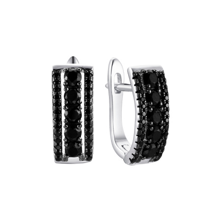 Серебряные серьги с фианитом и шпинелью