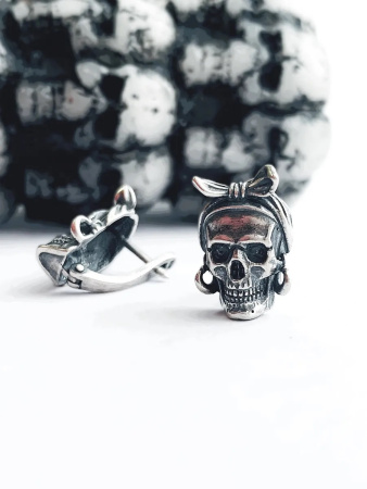 Серьги из серебра 925 Череп Баба Яга