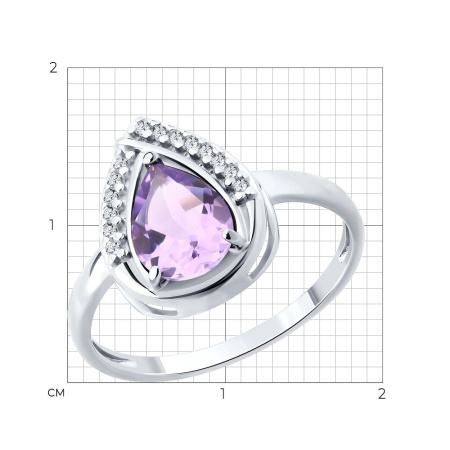 Кольцо из серебра с аметистами и фианитами
