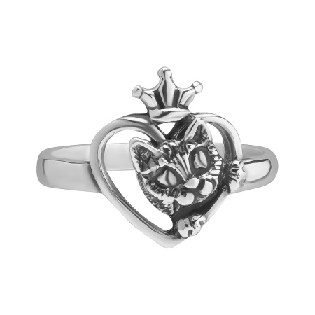 кольцо из серебра «Кошка королева»