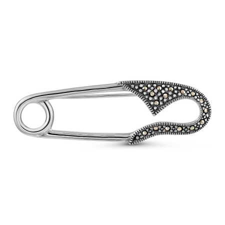 Серебряная брошь «Булавка» с марказитами