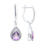 Серьги из серебра с аметистами и фианитами