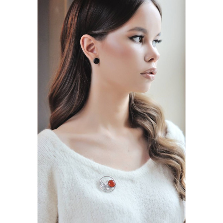 Серебряная брошь-подвеска