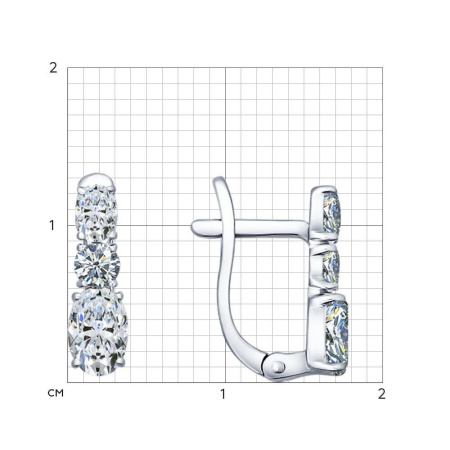 Серьги из серебра с фианитами