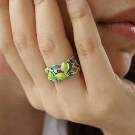 Кольцо из серебра с бриллиантом «Санторини Лимон»