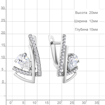 Серьги из серебра с фианитами