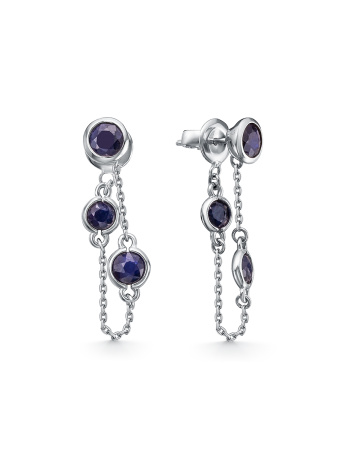 Серьги из серебра с сапфирами