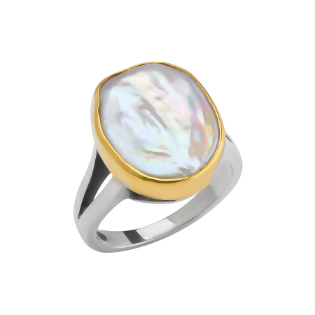 Кольцо из серебра с жемчугом барокко