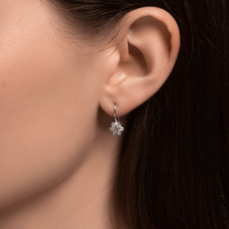 Серьги из серебра с фианитами