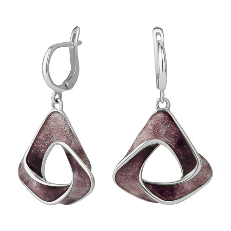Серьги из серебра «Лента Мебиуса» фиолетовая