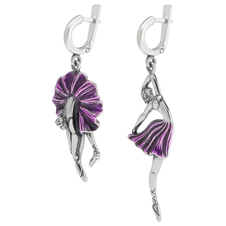 Серьги из серебра с эмалью «Балерина»