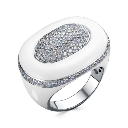 Серебряное кольцо с кубическим цирконием и эмалью