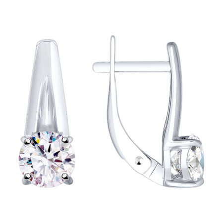 Серьги из серебра с фианитами