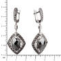 Серебряные серьги с гематитом, марказитами Swarovski и фианитами